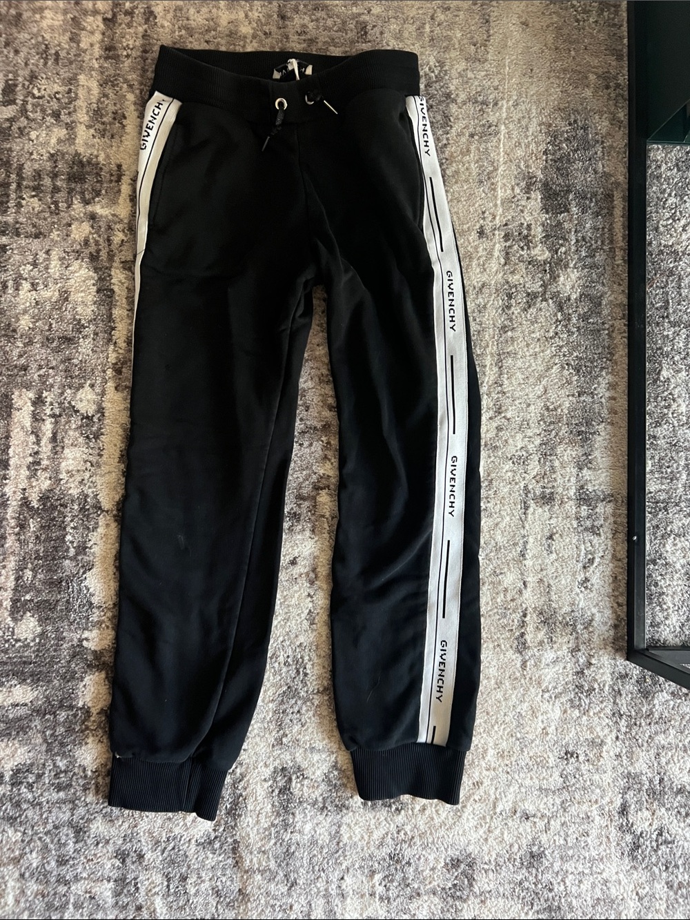 Givenchy Kids Black Joggers with White Logo Side Tape